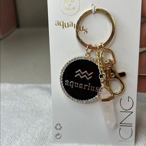 Icing Aquarius Keychain with Black and Gold Accents